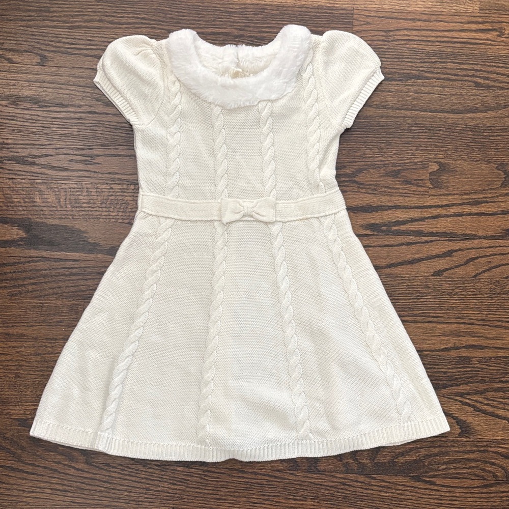 The Children's Place Cream Knit Dress with Bow